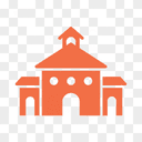Decorative orange school building illustration
